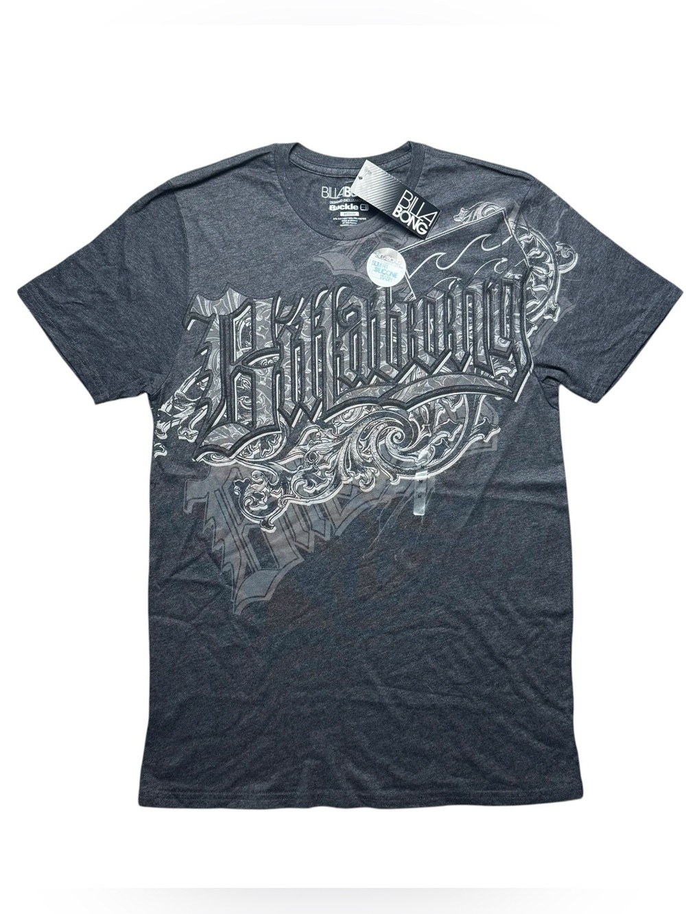 NWT Men’s Billabong Short-Sleeve Graphic Tee - Charcoal & Silver Size M Slim Fit